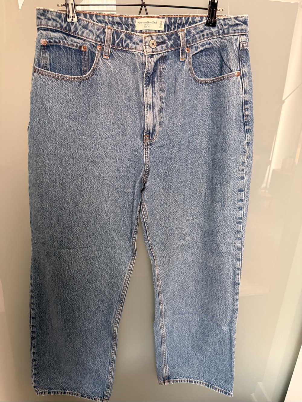 Abercrombie & Fitch Blue High-Rise Loose Straight Jeans